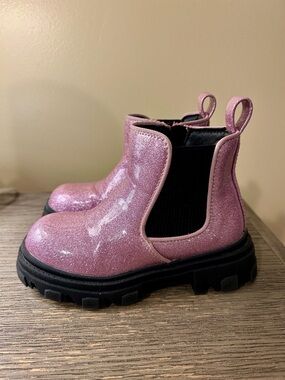 Kids Glitter Pink Chelsea Boots